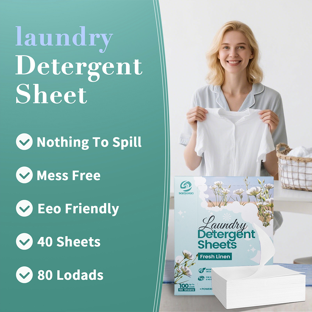 2025 New Laundry Detergent Sheets Fresh Linen Scent Antibacterial Antifungal Biodegradable Laundry Sheets With Enzyme - Image 11