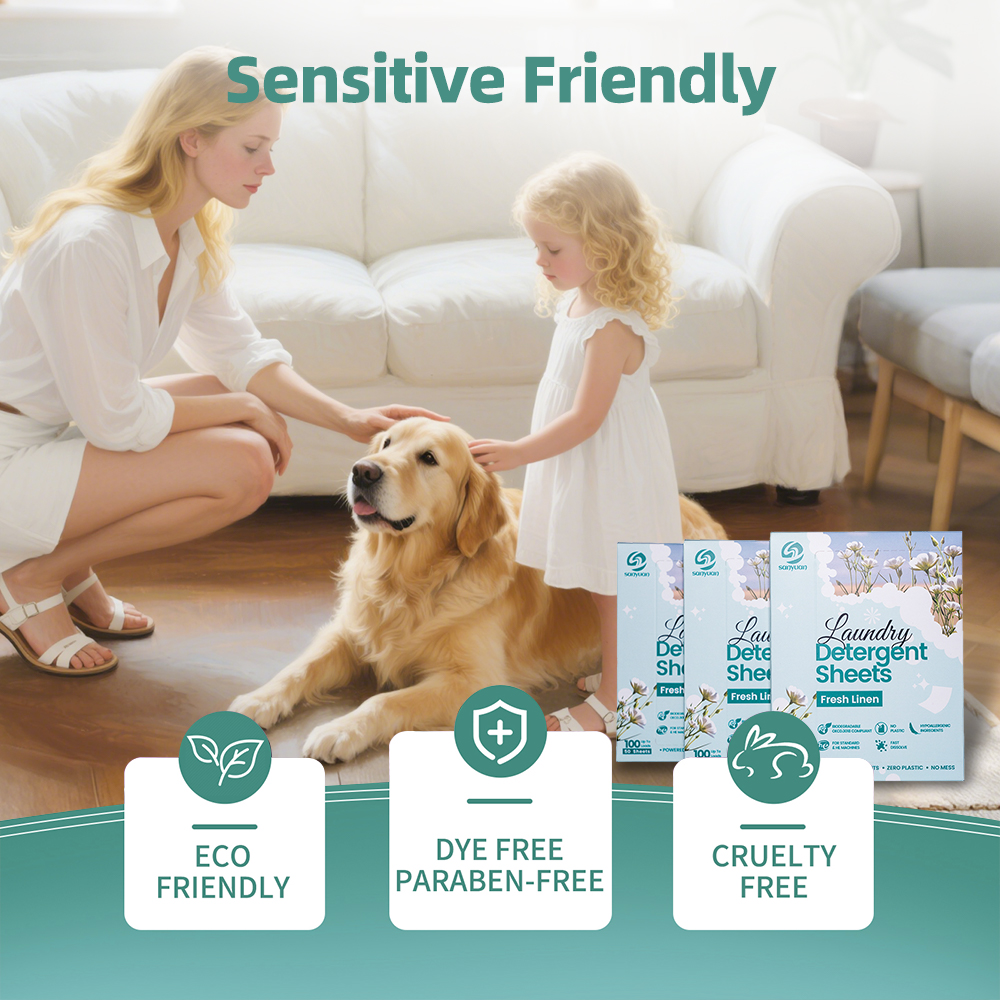 2025 New Laundry Detergent Sheets Fresh Linen Scent Antibacterial Antifungal Biodegradable Laundry Sheets With Enzyme - Image 12