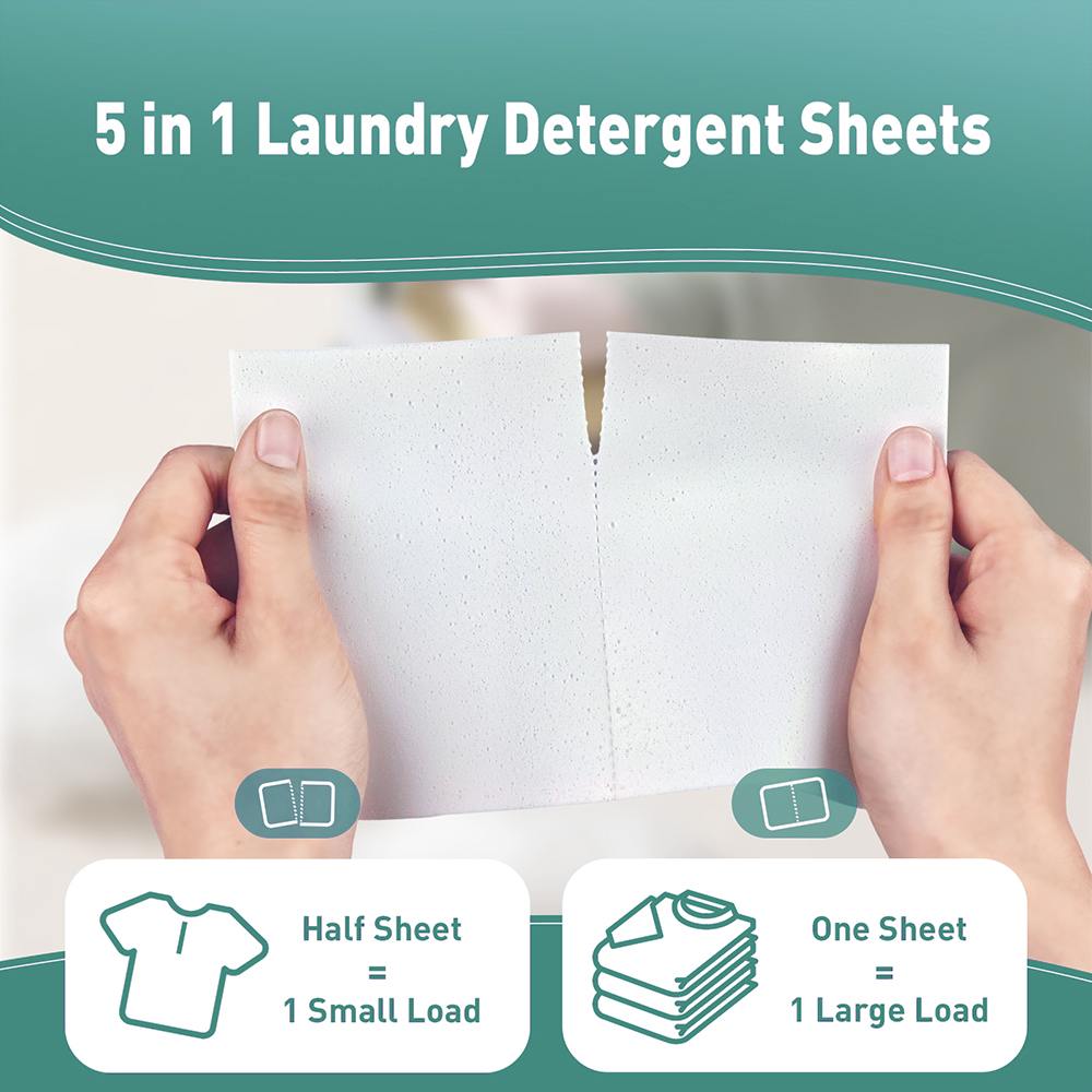 2025 New Laundry Detergent Sheets Fresh Linen Scent Antibacterial Antifungal Biodegradable Laundry Sheets With Enzyme - Image 8