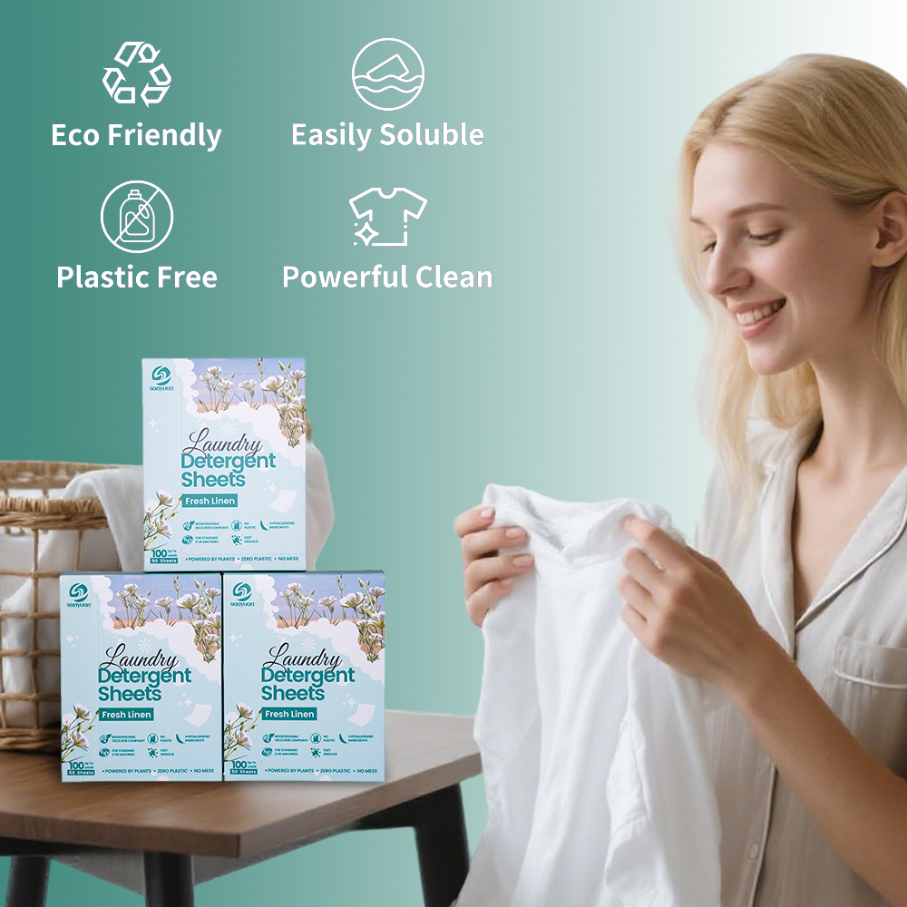 2025 New Laundry Detergent Sheets Fresh Linen Scent Antibacterial Antifungal Biodegradable Laundry Sheets With Enzyme - Image 7