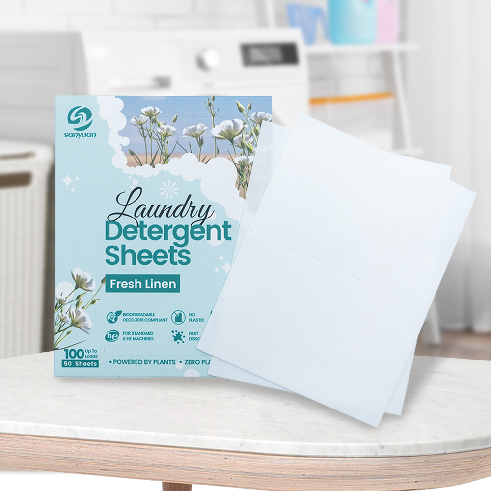 2025 New Laundry Detergent Sheets Fresh Linen Scent Antibacterial Antifungal Biodegradable Laundry Sheets With Enzyme - Image 3