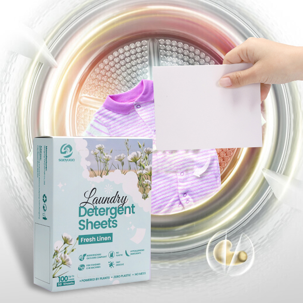 2025 New Laundry Detergent Sheets Fresh Linen Scent Antibacterial Antifungal Biodegradable Laundry Sheets With Enzyme - Image 5