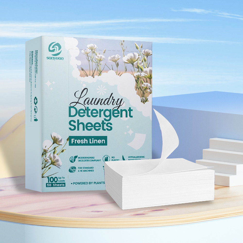 2025 New Laundry Detergent Sheets Fresh Linen Scent Antibacterial Antifungal Biodegradable Laundry Sheets With Enzyme - Image 2